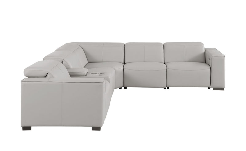 1208 - 6-Piece L-Shaped Leather Reclining Sectional With 3 Power Recliners