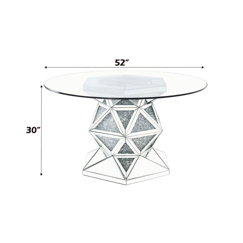 Noralie - 52" Round Dining Table - Mirrored & Faux Diamonds - R&R Furniture Gallery (Fountain Valley, CA)
