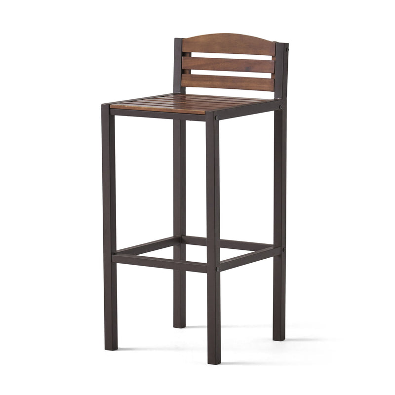 Outdoor Barstool With Slat Panel Design (Set of 2) - Dark Brown - R&R Furniture Gallery (Fountain Valley, CA)