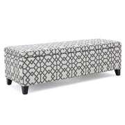 Quotient - Upholstered Storage Ottoman With Tapered Block Feet - Gray / White - R&R Furniture Gallery (Fountain Valley, CA)