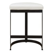 Uttermost Ivanna counter stool with wooden seat and metal frame, 24-27 inch height, modern design for kitchen or bar area.