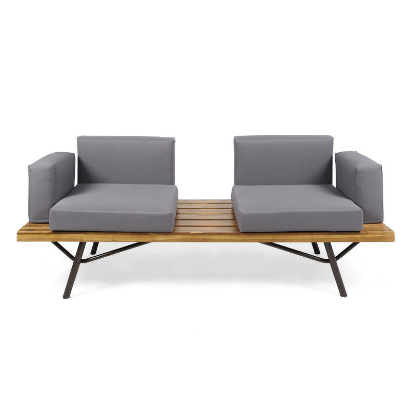 Outdoor Sofa With Cushions And Iron Legs - Dark Gray - R&R Furniture Gallery (Fountain Valley, CA)