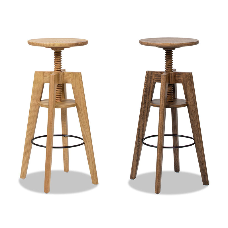 Spencer - Minimalist Oak Adjustable Bar Counter Stool - Walnut Brown Oak - R&R Furniture Gallery (Fountain Valley, CA)
