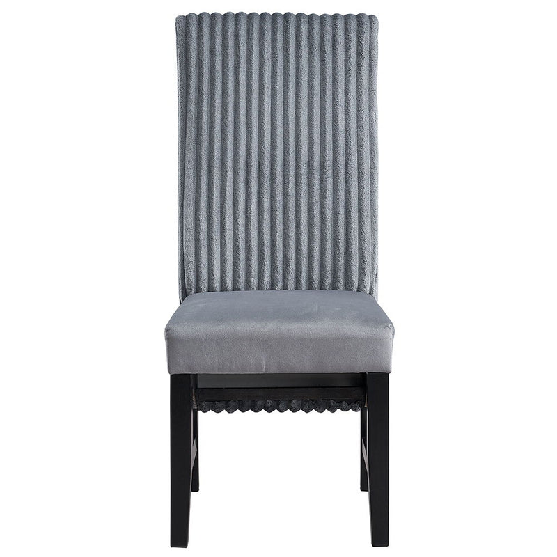 Kini - Side Chair (Set of 2) - Gray Corduroy & Black - R&R Furniture Gallery (Fountain Valley, CA)