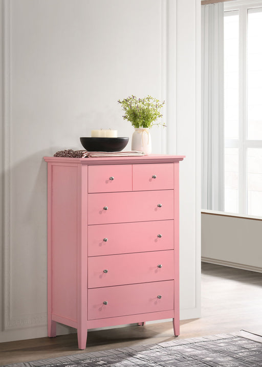 Glory Furniture Hammond accent chest with wooden finish, featuring a classic design and storage drawers in a home decor setting.