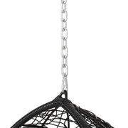 Noble House teardrop hanging chair with black fabric and 8ft chain, stylish outdoor hammock chair for relaxing and lounging.