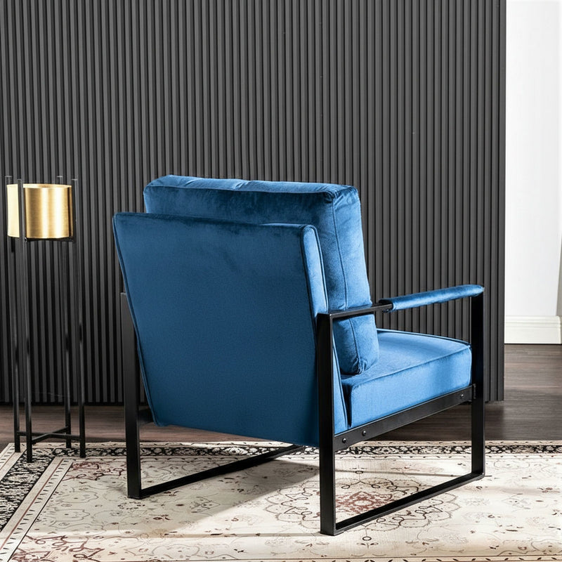 Classic Mid Century Modern Accent Chair With Durable Square Metal Frame, Armchair