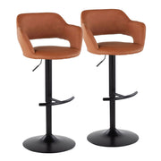 Lumi Source Margarite set of 2 contemporary adjustable barstools with swivel and rounded T-footrest, featuring modern design.
