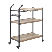 Brantley - Serving Cart - Oak & Sandy Black - R&R Furniture Gallery (Fountain Valley, CA)