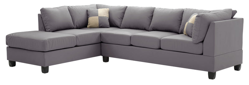 Glory Furniture Malone Comfort Sectional sofa with plush cushions and neutral fabric, perfect for a modern living room setting.