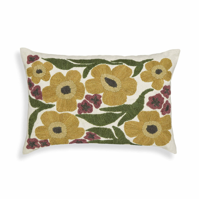 Blossom - Embroidered Daisy Wool Accent Cushion - Multi - R&R Furniture Gallery (Fountain Valley, CA)