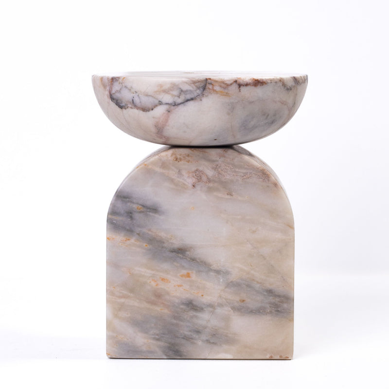 Marble Balanced Candle Holder - White Brown - R&R Furniture Gallery (Fountain Valley, CA)