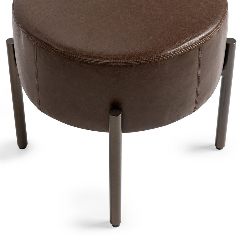 Classic Home Aimie accent stool with wooden legs and upholstered seat, designed for stylish interior decor.
