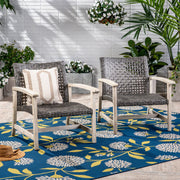Outdoor Club Chair With Rattan Cover And Acacia Wood Frame - Gray - R&R Furniture Gallery (Fountain Valley, CA)