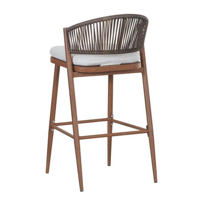 Outdoor Bar Height Metal Frame Counter Stools With Scallop Shaped Backrest & Water Resistant Cushions - R&R Furniture Gallery (Fountain Valley, CA)