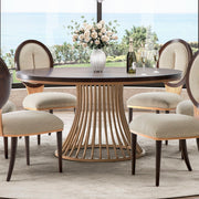 Camellia Field - Round Dining Table - Dark Brown / Gold - R&R Furniture Gallery (Fountain Valley, CA)