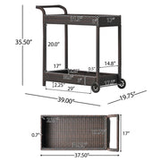 Resin Wicker Bar Cart With Metal Frame - Brown - R&R Furniture Gallery (Fountain Valley, CA)