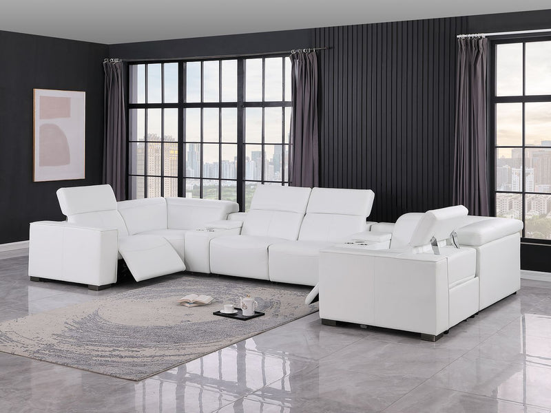 1208 - 8 Piece Modular Leather Sectional With 2 Power Recliners & Power Headrests