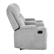 Galya - Motion Loveseat With Console - Light Gray Chenille - R&R Furniture Gallery (Fountain Valley, CA)