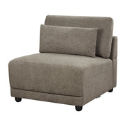 Rylie - Modular Armless Chair With Pillow - Brown Linen - R&R Furniture Gallery (Fountain Valley, CA)