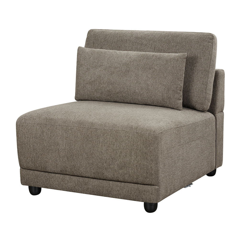 Rylie - Modular Armless Chair With Pillow - Brown Linen - R&R Furniture Gallery (Fountain Valley, CA)