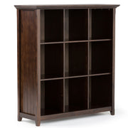 Handcrafted Acadian cube storage organizer by Simpli-Home with multiple compartments in natural wood finish.
