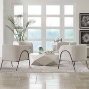 Uttermost Jacobsen accent chair with plush fabric and curved wooden legs, stylish and comfortable for living room decor.