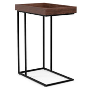 Simpli-Home Gallagher handcrafted C side table with wooden finish, designed as a stylish chair side table for living spaces.
