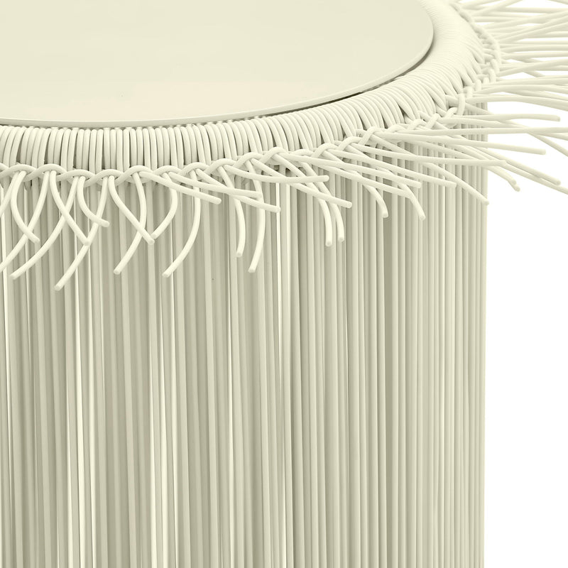 TOV Furniture Rafa outdoor side table with a sleek, modern design and round top, perfect for patio or garden use.