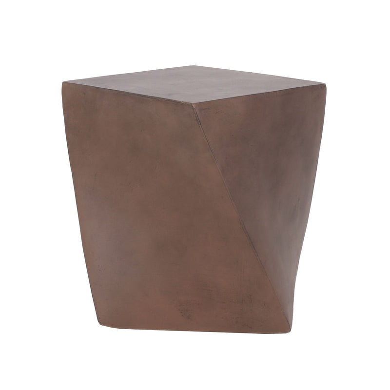 Brown outdoor lightweight concrete side table by Noble House, showing a sleek, sturdy surface with modern design for patio or garden use.