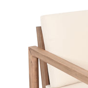 Noble House 4-piece acacia wood outdoor patio furniture set with beige cushions, includes coffee table and porch chairs.