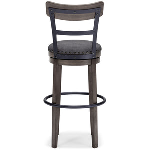 Caitbrook - Tall UPH Swivel Barstool - Gray - R&R Furniture Gallery (Fountain Valley, CA)