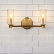 Regal - Double Light Vanity With Clear Ribbed Satin - Antique Brass / Clear - R&R Furniture Gallery (Fountain Valley, CA)