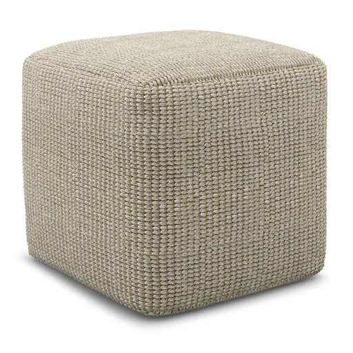 Zelma - Square Woven Outdoor / Indoor Pouf - Cream / Natural - R&R Furniture Gallery (Fountain Valley, CA)
