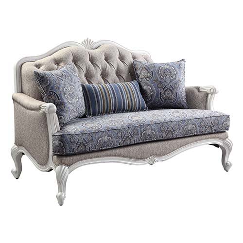 Ciddrenar - Loveseat With 3 Pillows - Fabric & White - R&R Furniture Gallery (Fountain Valley, CA)