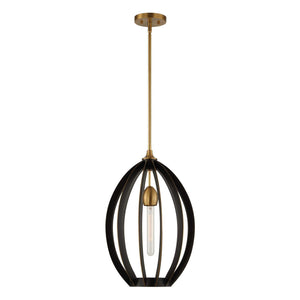 Darby - 1 Light Architectural Oval Pendant - Bronze / Black