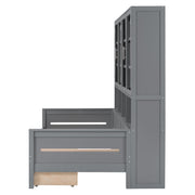 Daybed With Glass Door Storage Cabinets, Built In LED Lighting And Shelves - R&R Furniture Gallery (Fountain Valley, CA)