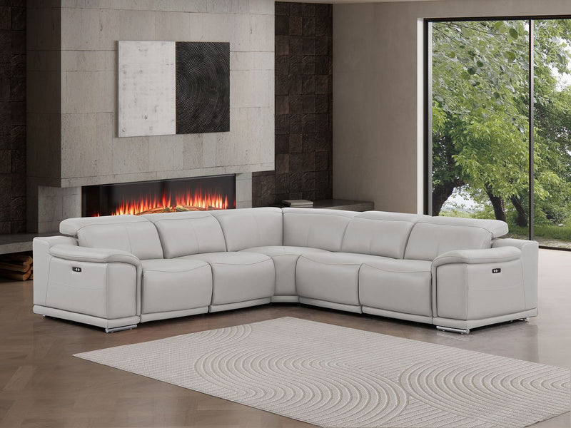 2679 - 5-Piece L-Shaped Power Reclining Sectional In Genuine Leather (3 Recliners) - R&R Furniture Gallery (Fountain Valley, CA)