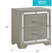 Elegant silver champagne accent nightstand by Glory Furniture with sleek design and modern style.