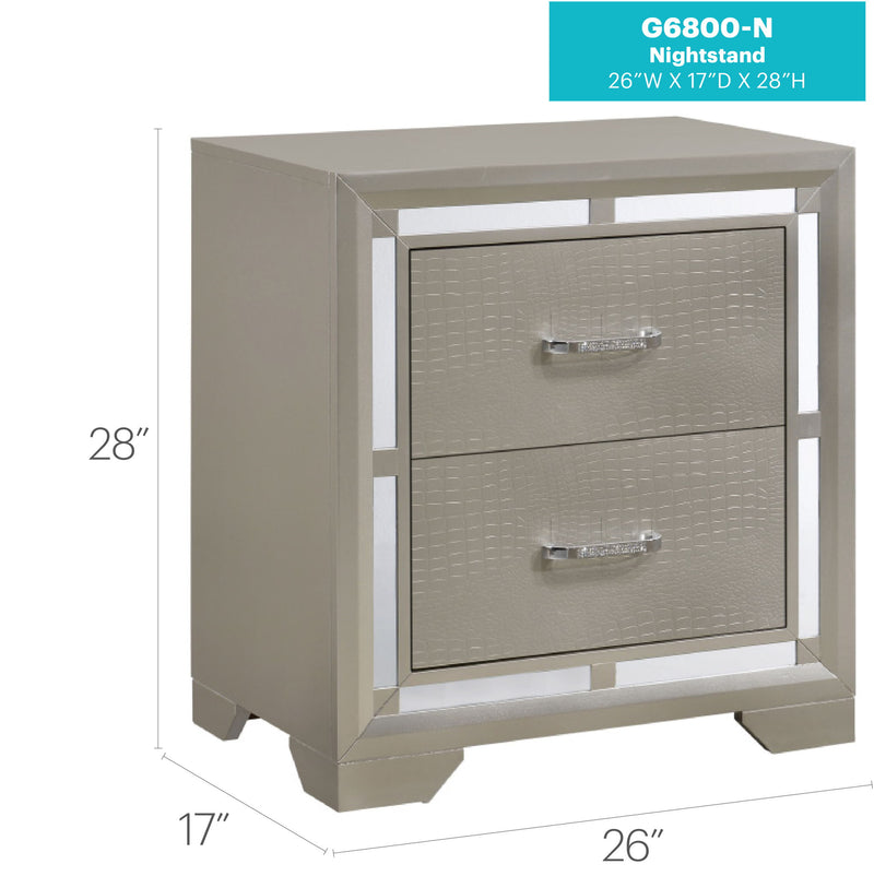 Elegant silver champagne accent nightstand by Glory Furniture with sleek design and modern style.