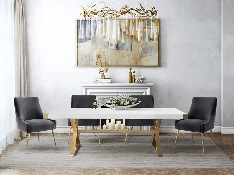 Adeline - Lacquer Dining Table - White - R&R Furniture Gallery (Fountain Valley, CA)