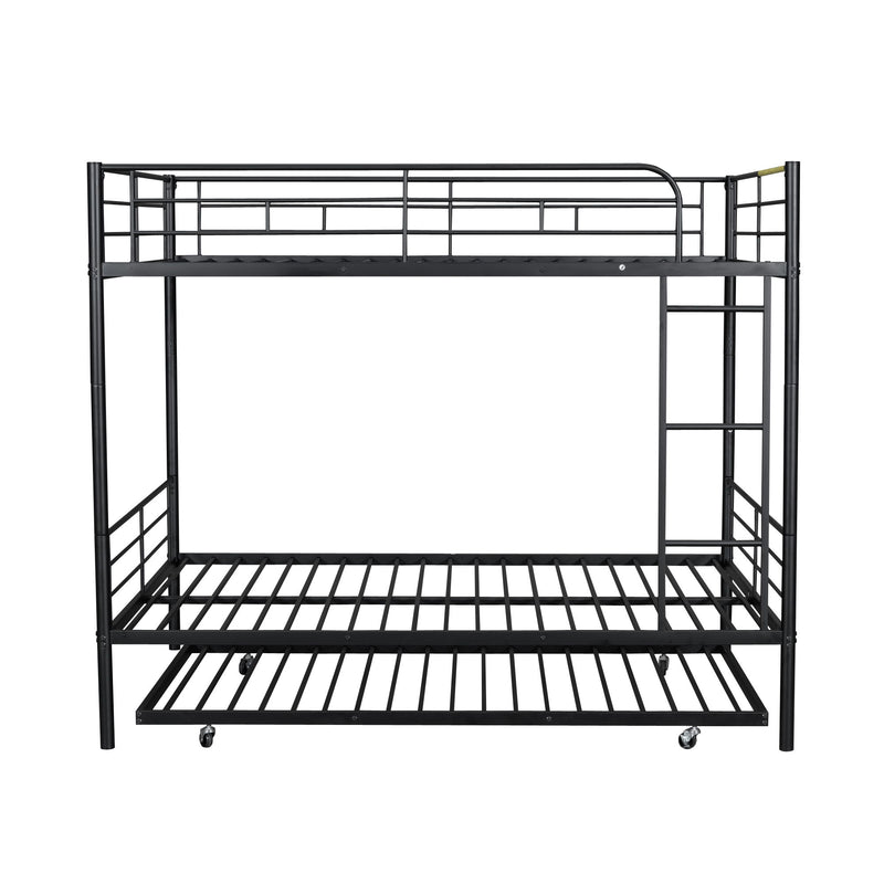 DreamHaus steel construction bunk bed with sturdy frame, featuring two stacked sleeping areas and safety railings.