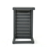 Noble House aluminum outdoor C-shaped side table for patio with sleek, modern design and durable construction.