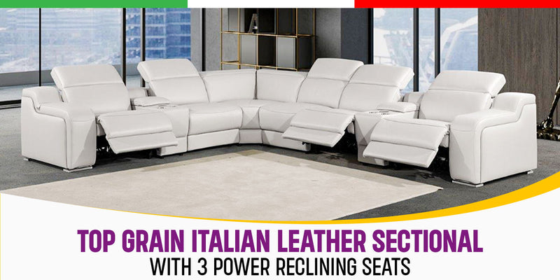 1116 - Power Reclining Italian Leather Sectional - R&R Furniture Gallery (Fountain Valley, CA)