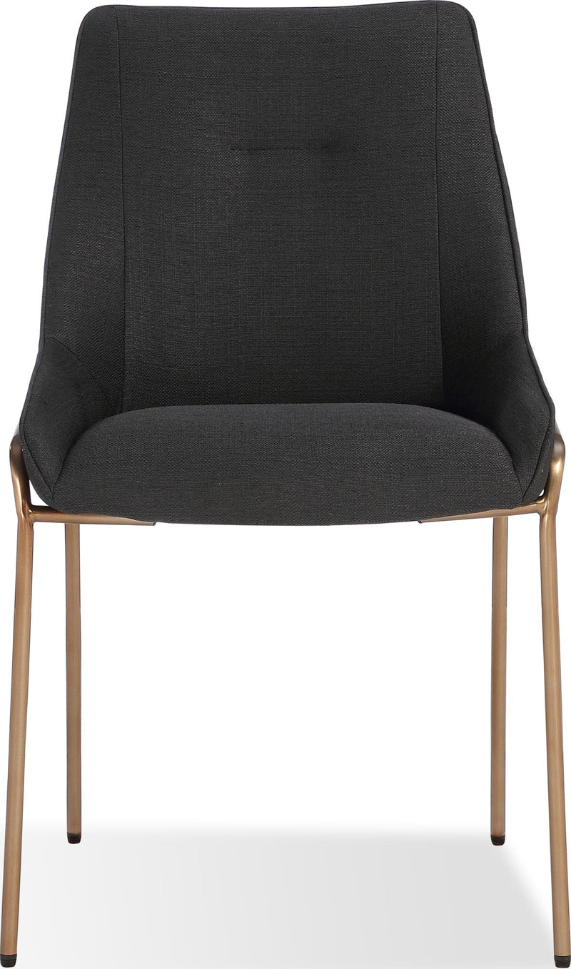 Cyrus Upholstered Dining Chair in Coal Fabric and Brushed Bronze Metal