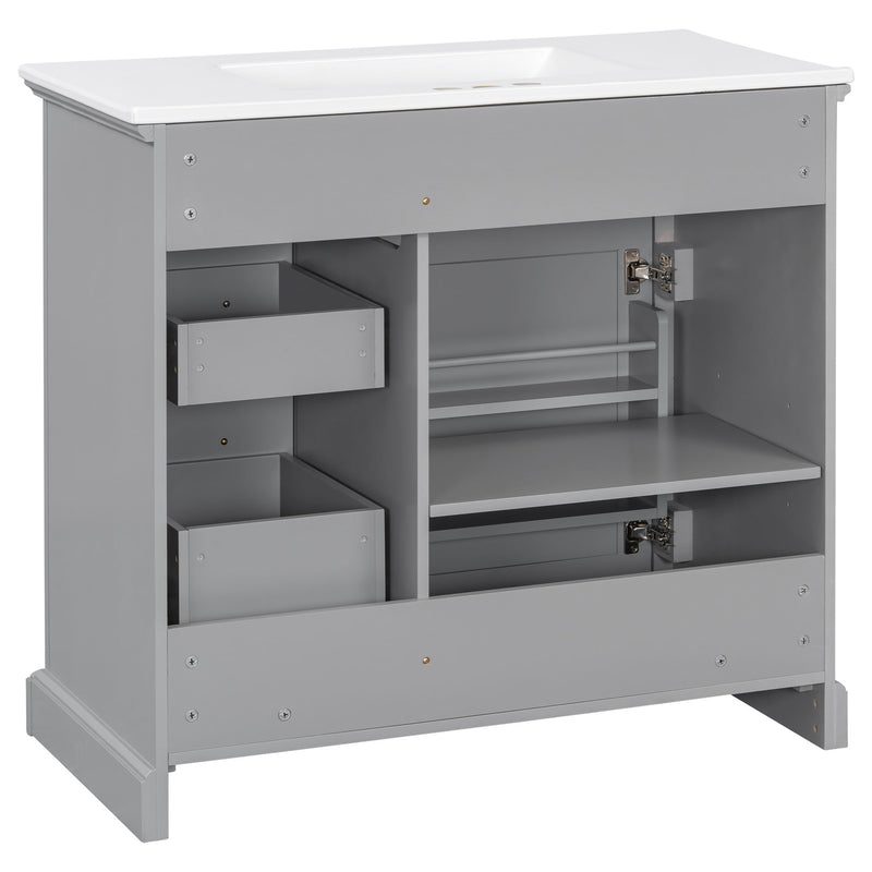 36" Bathroom Vanity With Sink, 2 Tip-Out Drawers, Soft Close Hinges - R&R Furniture Gallery (Fountain Valley, CA)