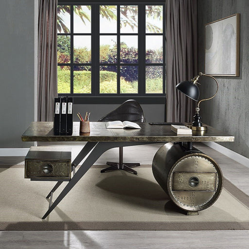 Brancaster - Executive Writing Desk With USB - Bronze Aluminum - R&R Furniture Gallery (Fountain Valley, CA)