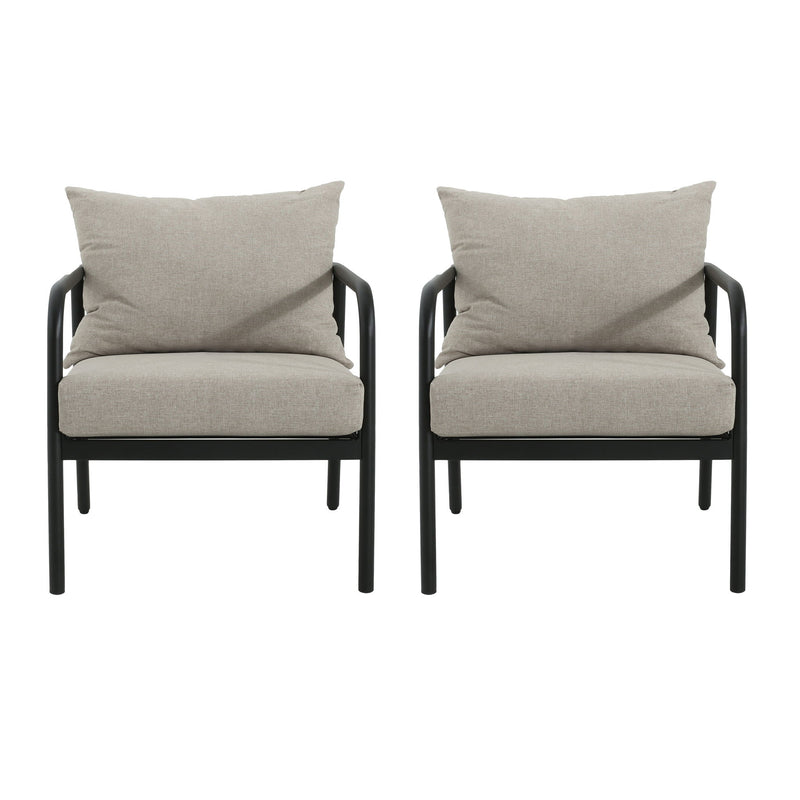 Leora - Modern Minimalist Round Tube Sofa Chair With Cushions - Beige / Black - R&R Furniture Gallery (Fountain Valley, CA)