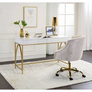 Lightmane - Writing Desk (Same Ac00900) - White High Gloss & Gold - R&R Furniture Gallery (Fountain Valley, CA)