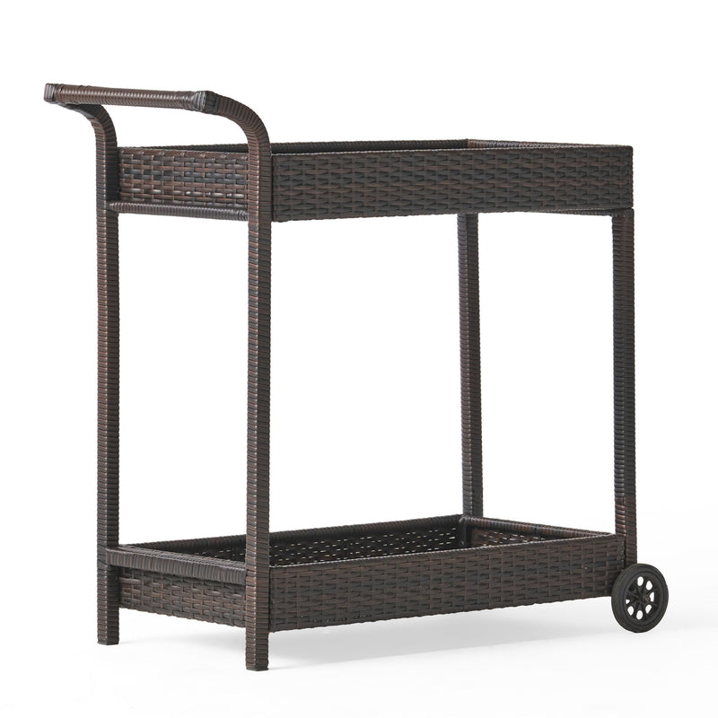 Resin Wicker Bar Cart With Metal Frame - Brown - R&R Furniture Gallery (Fountain Valley, CA)